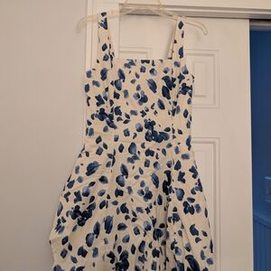 Abercrombie & Fitch White Dress with Blue Floral Pattern